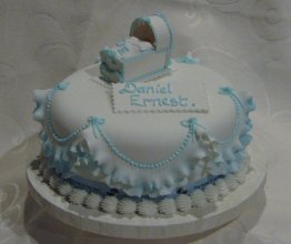 christening cake with sugar crib cot bassinette cradle